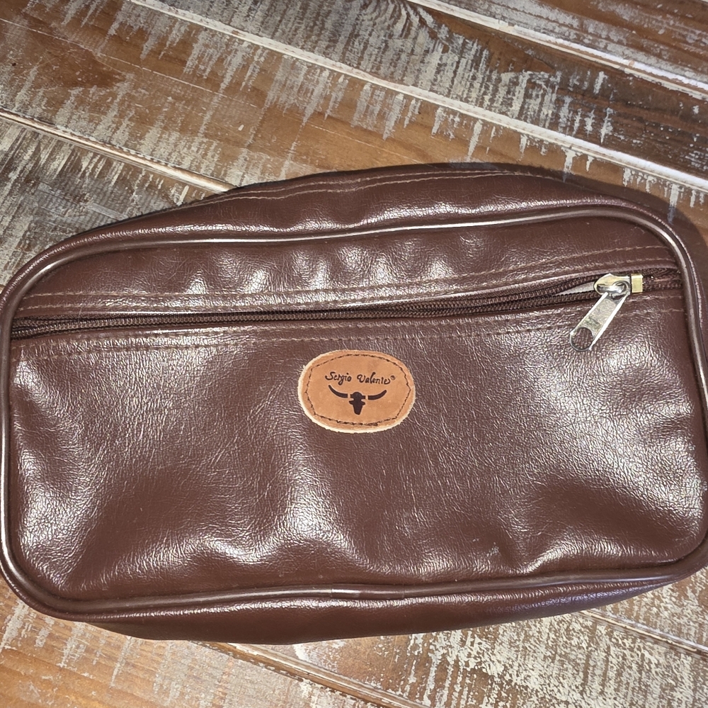 Vintage Sergio Valente Brown Leather Men's Bag Toiletries
